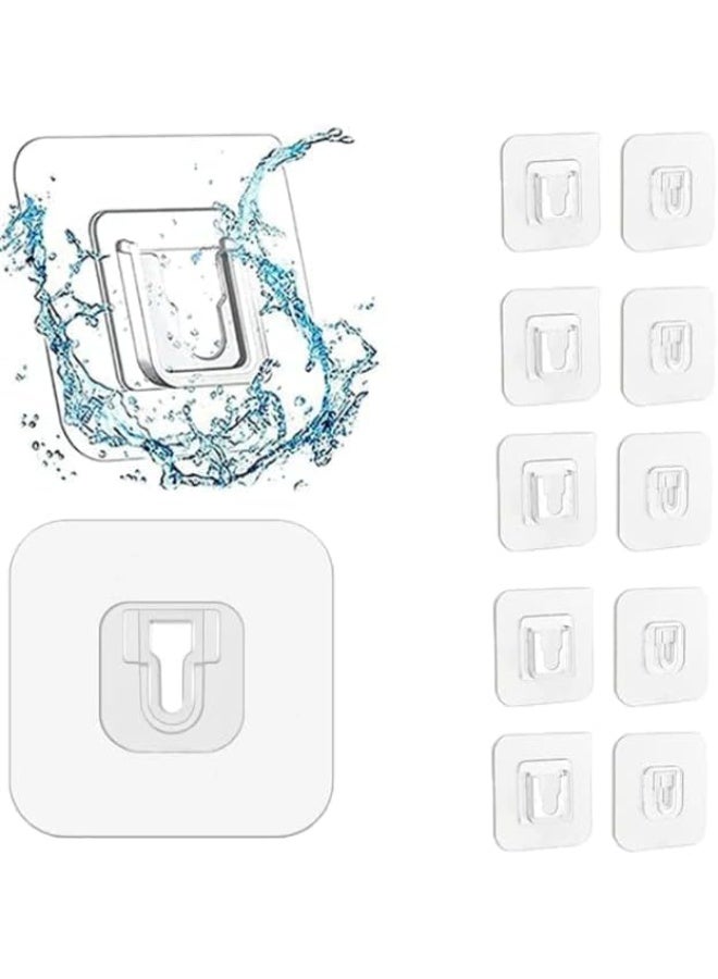 CAZADORA 12 Pieces Adhesive Wall Hooks Set for Home and Office Use, Heavy Duty Clear Plastic Hooks with Strong Double-Sided Tape, No Drilling No Nails Required, Waterproof and Oilproof Reusable Hanging Hooks for Kitchen Utensils, Towels, Bathroom Accessories, Curtains, Keys, Bags, Photo Frames and Daily Storage Solutions, Transparent Design for Seamless Wall Look, Suitable for Tiles, Glass, Metal and Smooth Surfaces, Easy Installation and Clean Removal without Wall Damage - Image 3